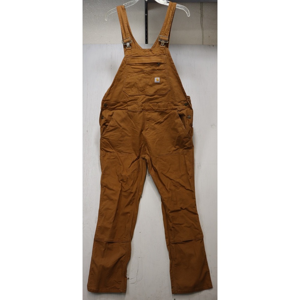 Carhartt Womens Loose Fit Brown Duck Canvas Bib Overalls Size L Loose 12-14